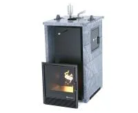 печь для бани изистим сочи м2 premium в трехстор. кожухе из талькохлорита закр.верх (вх.справа)