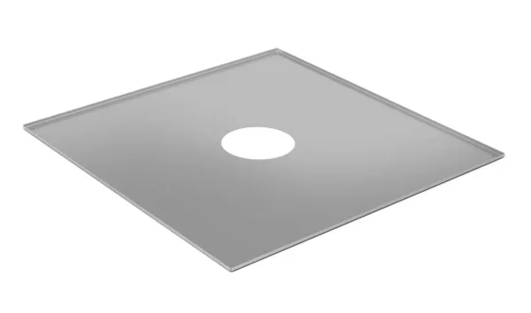 разделка феррум потолочная декоративная нерж. (430/0,5 мм) 580*580 с отв. ф200 в пленке